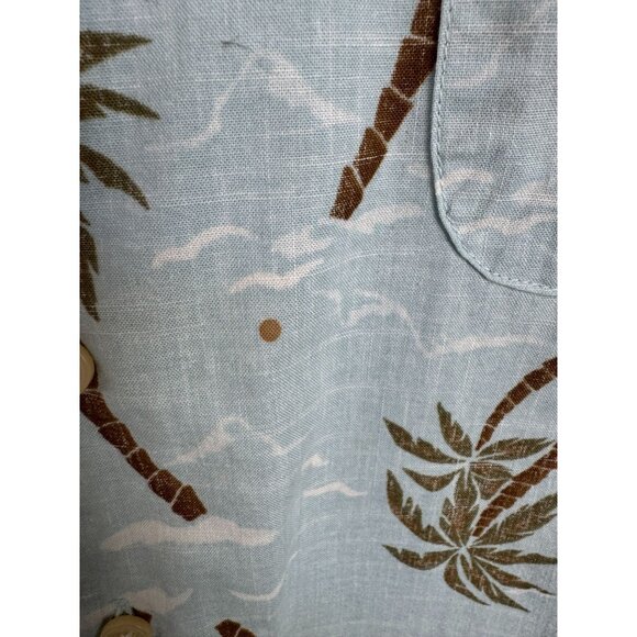 Old Navy Mens Palm Tree Print Short Sleeve Button-Down Shirt XL 100% Cotton Blue - Picture 4 of 16